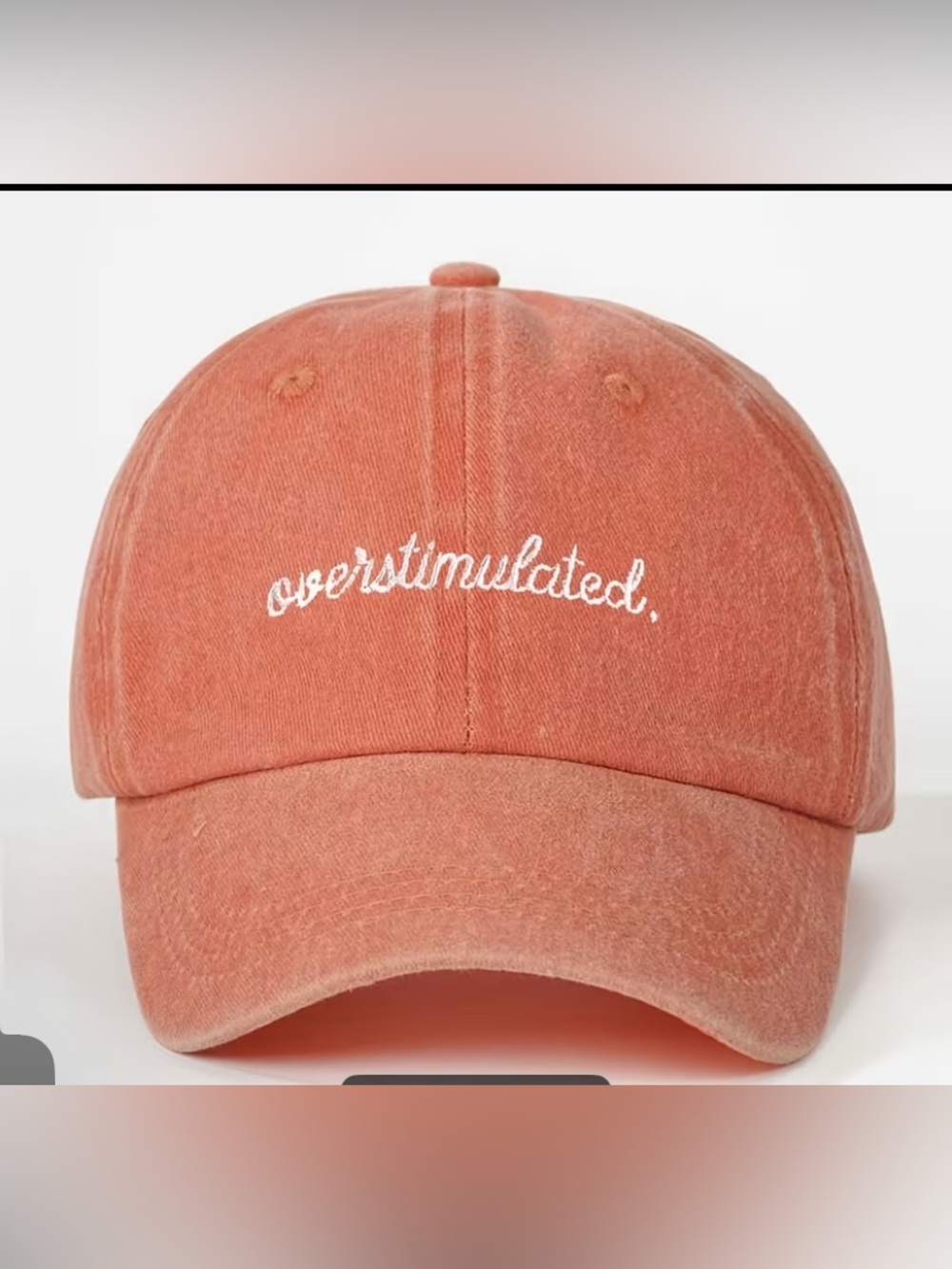 Overstimulated Coral Unisex Adjustable Cap with Embroidered Script, New